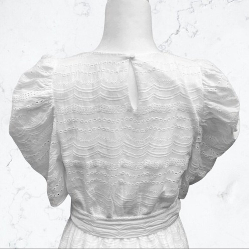 Flying Tomato|Love Colette Balloon Short Sleeve White Eyelet Mini Dress, Small - Picture 7 of 10